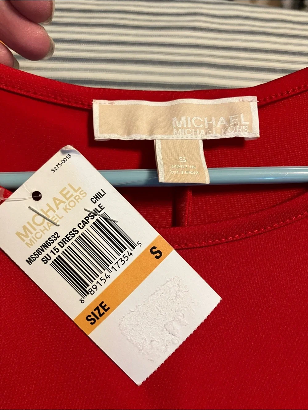 Michael Kors Red Sleeveless Sheath Dress with Gold Studs
